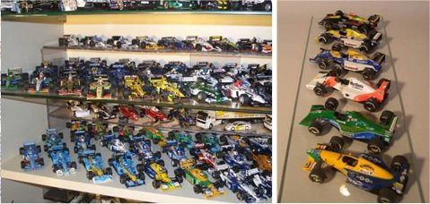 (左)F1のコレクションコーナー2 (右)ハンドメイドによるスペシャルモデルのF1たち