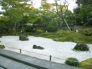 こちらも円通院の庭園。コケの緑と白砂が美しい見事な石庭。
